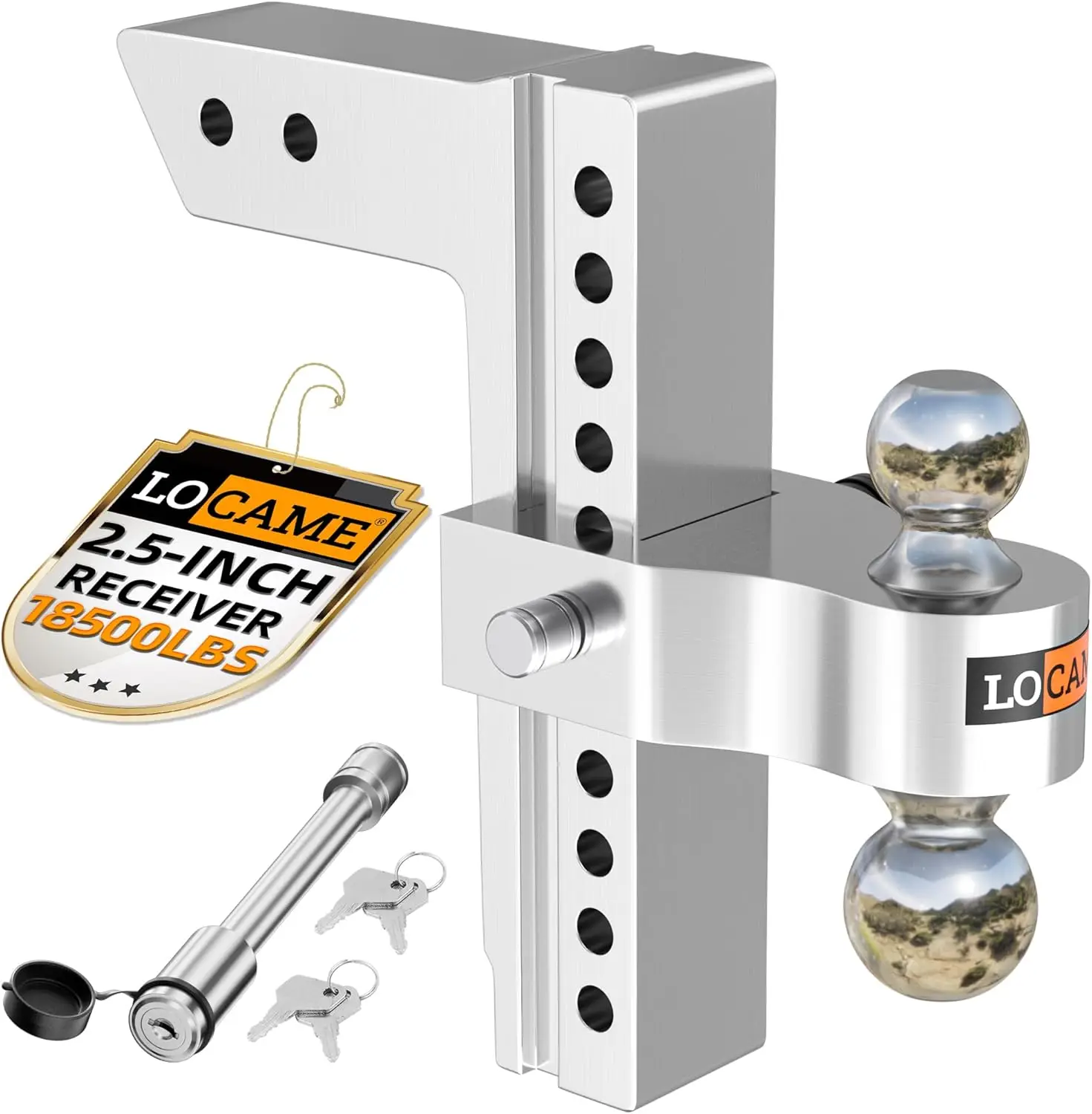 Adjustable Trailer Hitch, Fits 2.5-Inch Receiver Only, 10-Inch Drop/Rise Aluminum Drop Hitch,18,500 LBS GTW-Tow Hitch for Heavy
Adjustable Trailer Hitch, Fits 2.5-Inch Receiver Only, 10-Inch Drop/Rise Aluminum Drop Hitch,18,500 LBS GTW-Tow Hitch for Heavy