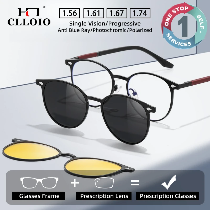 CLLOIO Aluminum Magnesium 3-in-1 Polarized Magnetic Suction Cover Glasses MenSunglasses Prescription Progressive Eyeglasses
CLLOIO Aluminum Magnesium 3-in-1 Polarized Magnetic Suction Cover Glasses MenSunglasses Prescription Progressive Eyeglasses