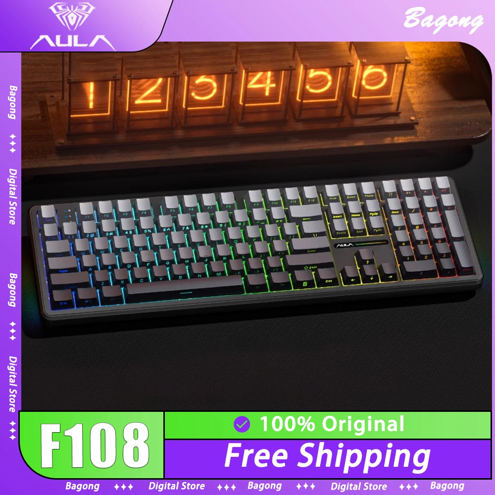 Aula F108 Mechanical Keyboard Three Mode Wireless Polling Rate 100% Layout Hifi Switch Hot Swap Rgb Keyboard Custom Gift
Aula F108 Mechanical Keyboard Three Mode Wireless Polling Rate 100% Layout Hifi Switch Hot Swap Rgb Keyboard Custom Gift