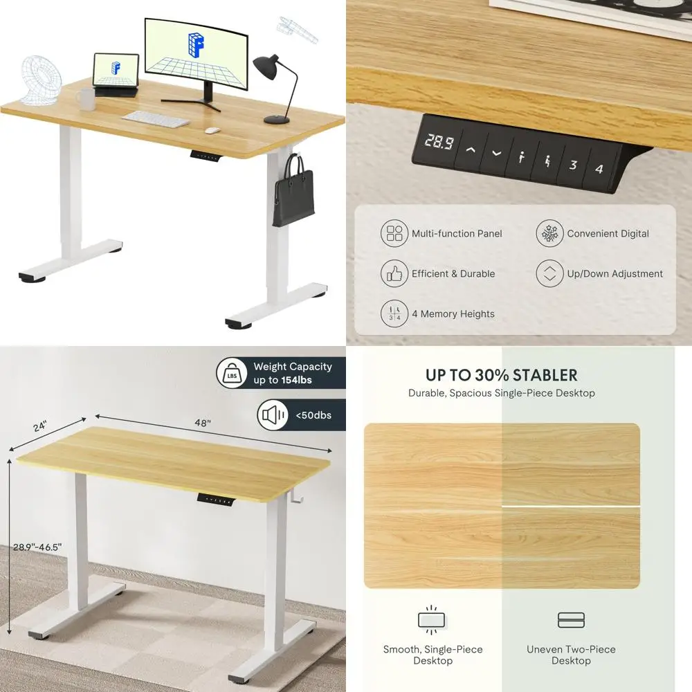 Height Adjustable Standing Desk, 48 x 24, Home Office Computer Laptop Desk
Height Adjustable Standing Desk, 48 x 24, Home Office Computer Laptop Desk