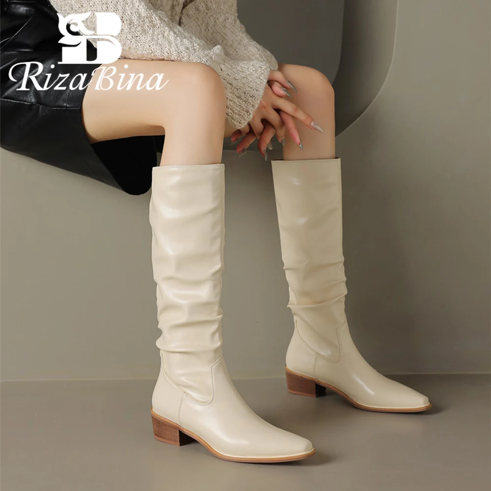 RIZABINA Women Knee High Boots Chunky Heel Slip On Pleated Stretch High Boots Ladies Fashion Pionted Toe Winter Non-Slip Booties
RIZABINA Women Knee High Boots Chunky Heel Slip On Pleated Stretch High Boots Ladies Fashion Pionted Toe Winter Non-Slip Booties