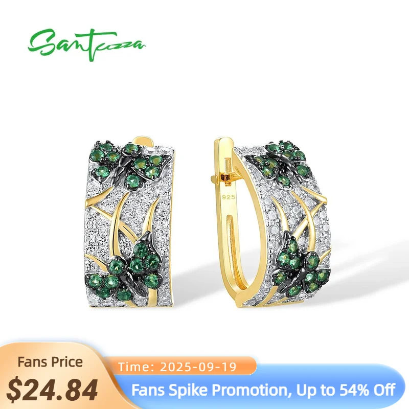 SANTUZZA Authentic 925 Sterling Silver Earrings For Women Green Spinel Butterfly Animal Gold Plated Wedding Gift Fine Jewelry
SANTUZZA Authentic 925 Sterling Silver Earrings For Women Green Spinel Butterfly Animal Gold Plated Wedding Gift Fine Jewelry