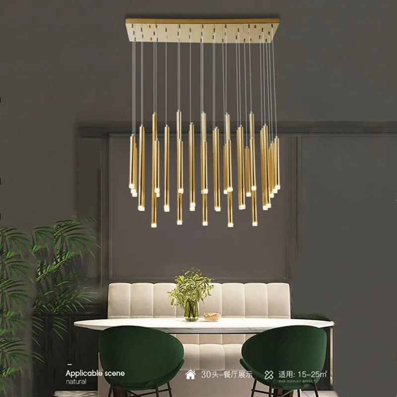 Rose gold restaurant Chandelier simple modern duplex building bar counter bar hall personality designer LED long lamp
Rose gold restaurant Chandelier simple modern duplex building bar counter bar hall personality designer LED long lamp