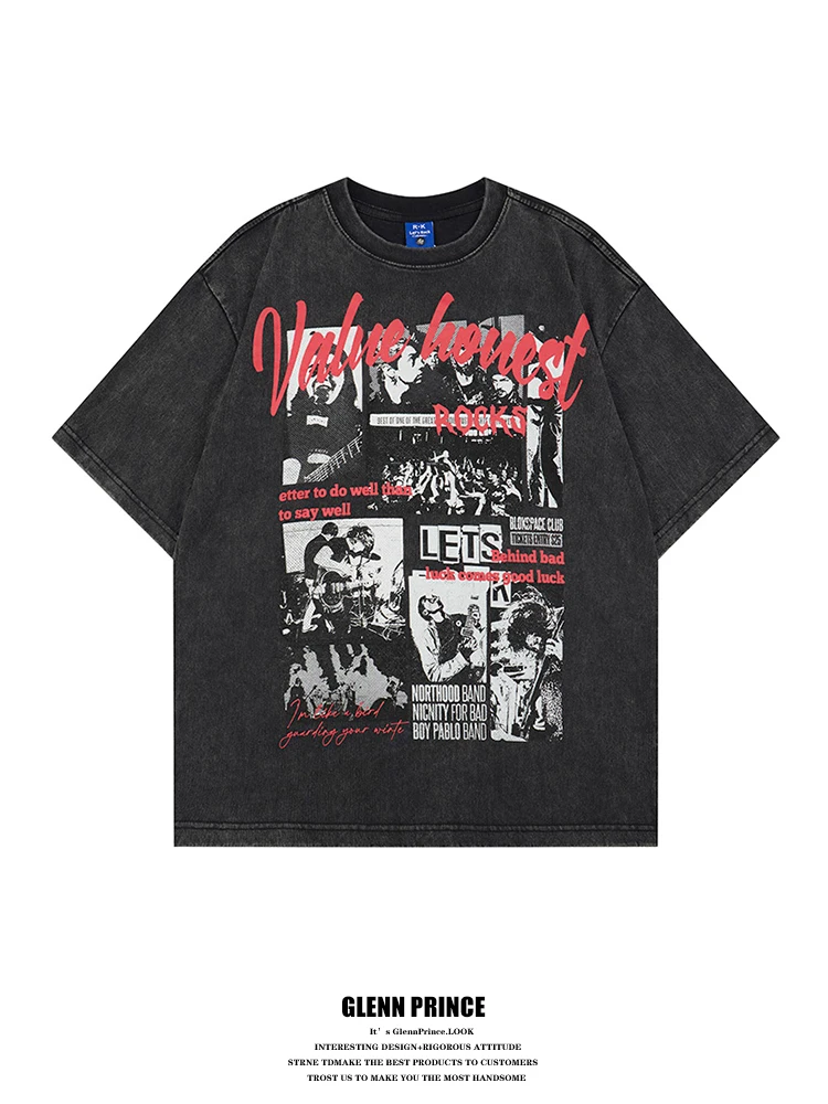 GPstudio American Street Rock Character Print Washed Short Sleeve T-Shirt Men's Trendy Loose Top Cotton Youth Summer Fashion
GPstudio American Street Rock Character Print Washed Short Sleeve T-Shirt Men's Trendy Loose Top Cotton Youth Summer Fashion