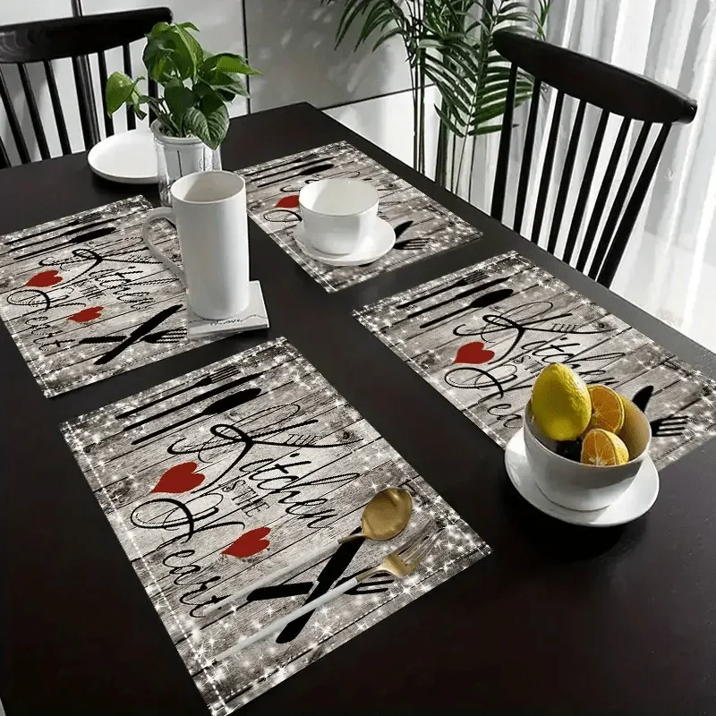 4pcs Rustic Kitchen Quote Placemats – “The Kitchen is the Heart” Print, Machine Washable Polyester Mats for Dining Table Decor
4pcs Rustic Kitchen Quote Placemats – “The Kitchen is the Heart” Print, Machine Washable Polyester Mats for Dining Table Decor