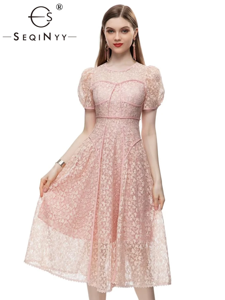 SEQINYY Elegant Dress Summer Spring New Fashion Design Women Runway High Street Vintage Lace A-Line Party Midi
SEQINYY Elegant Dress Summer Spring New Fashion Design Women Runway High Street Vintage Lace A-Line Party Midi