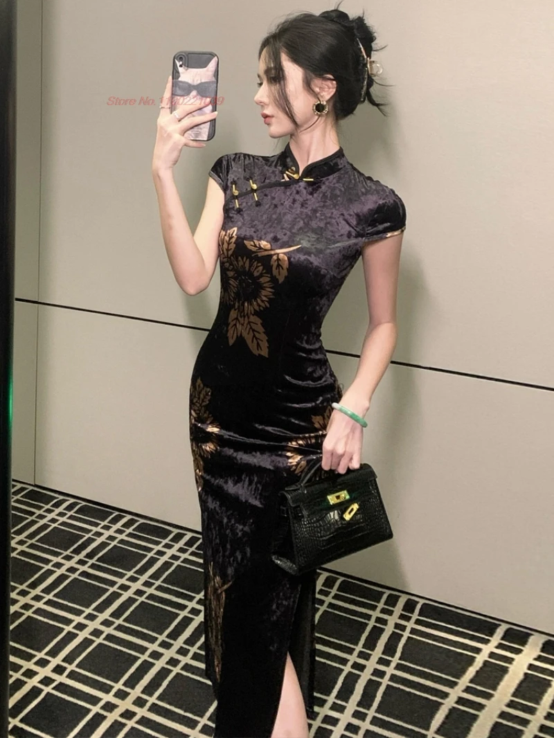 2025 chinese sexy dress flower print velvet qipao oriental party evening dress traditional sexy nightclub cheongsam vestido
2025 chinese sexy dress flower print velvet qipao oriental party evening dress traditional sexy nightclub cheongsam vestido