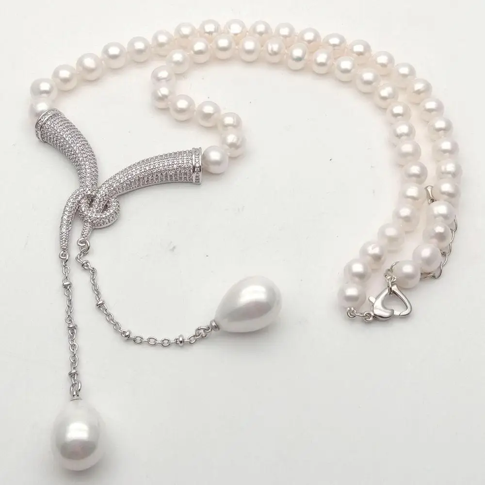 KKGEM 20"8-9mm Cultured White Round Pearl freshwater choker Necklace White Sea Shell Pearl Cz pave silver color connector
KKGEM 20"8-9mm Cultured White Round Pearl freshwater choker Necklace White Sea Shell Pearl Cz pave silver color connector