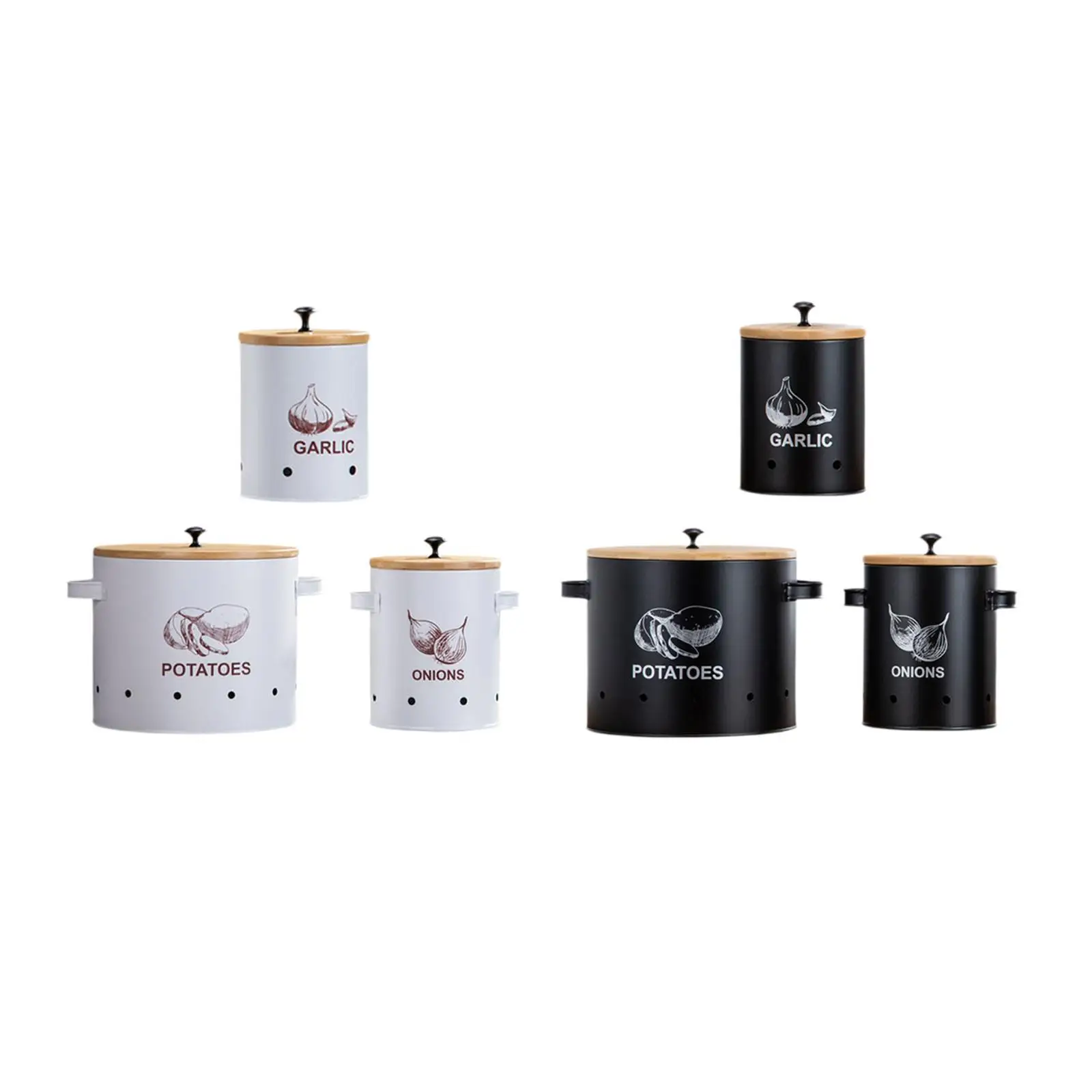 3 Pieces Potato Onion Garlic Canister with Aerating Holes Vegetable Tins for Camping
3 Pieces Potato Onion Garlic Canister with Aerating Holes Vegetable Tins for Camping
