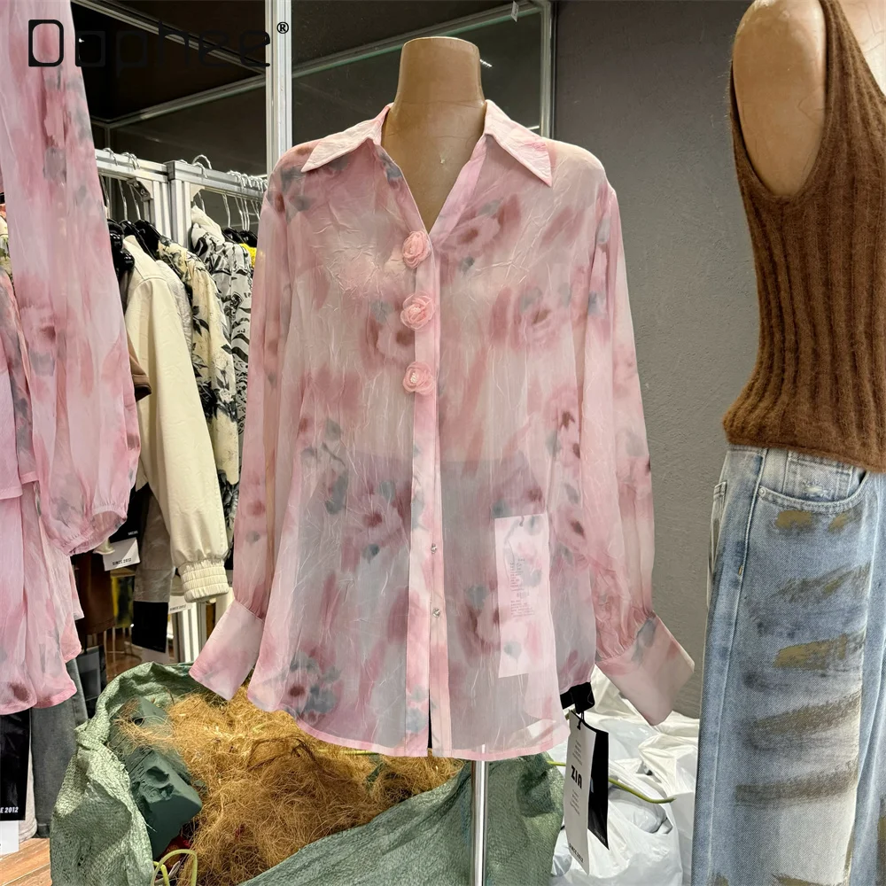 Shirts Women Floral Print V-neck Ins Long Sleeve See Through Sweet Elegant Female Korean Style Loose Casual Ladies Clothing
Shirts Women Floral Print V-neck Ins Long Sleeve See Through Sweet Elegant Female Korean Style Loose Casual Ladies Clothing