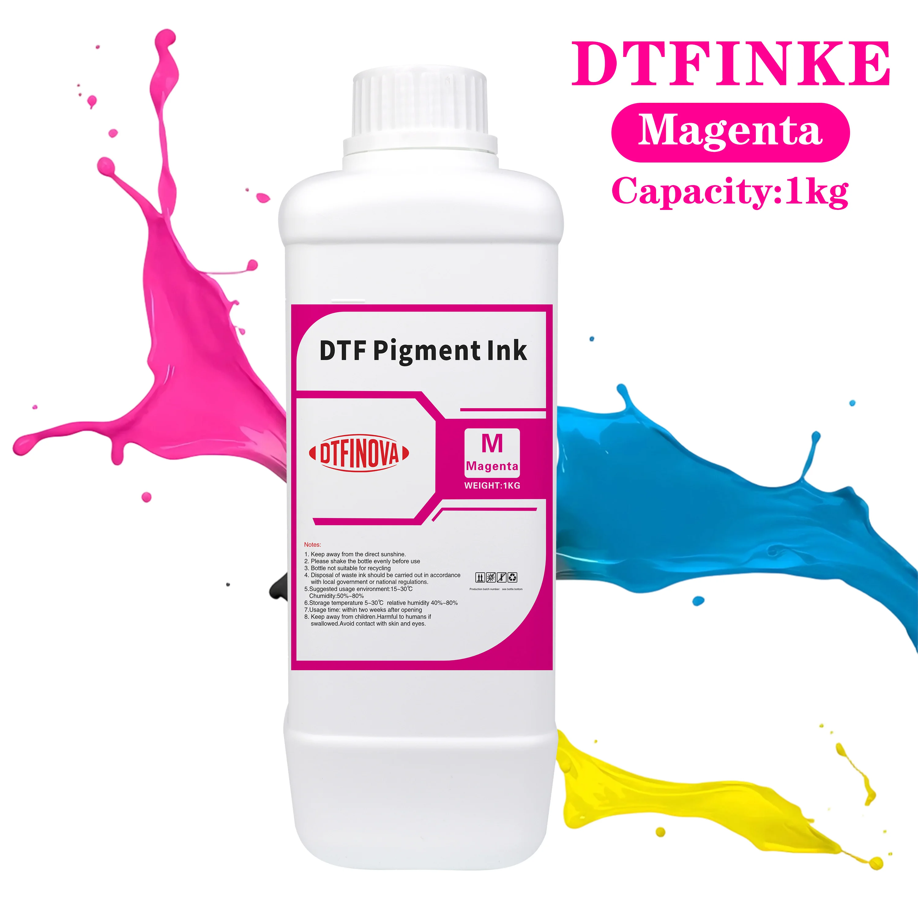 Premium DTF Ink for Epson Desktop and Large Format Printers, 1000ml Textile Transfer Ink for Direct to Film Printing Canvas