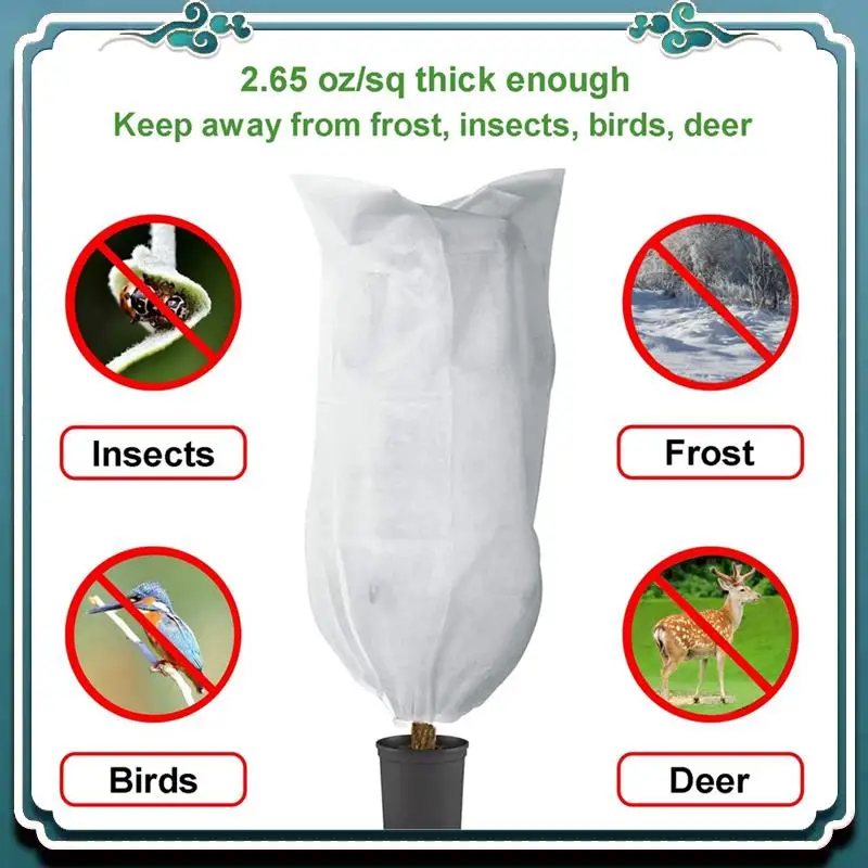 5 Piece Plant Covers Freeze Protection-0.8X1m Reusable White Plant Protector Bag With Drawstring And Zipper
5 Piece Plant Covers Freeze Protection-0.8X1m Reusable White Plant Protector Bag With Drawstring And Zipper