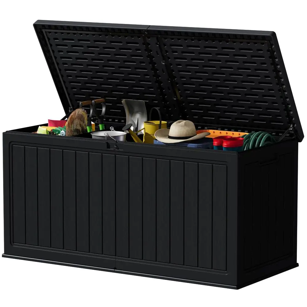 260 Gallon DoubleWall Deck Box with Divider, Side Handles, Resin Outdoor Large Storage Box Waterproof and Lockable for Patio Fu
260 Gallon DoubleWall Deck Box with Divider, Side Handles, Resin Outdoor Large Storage Box Waterproof and Lockable for Patio Fu