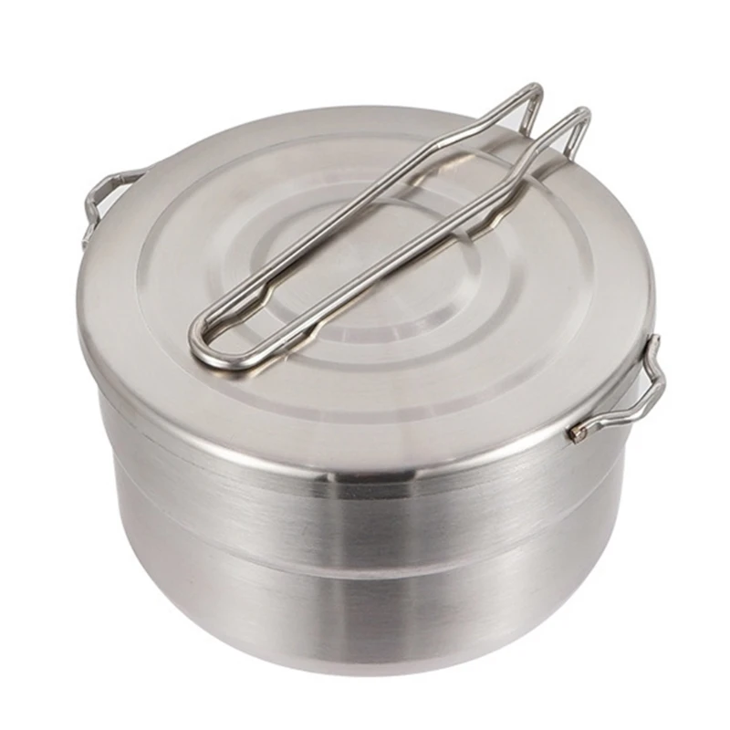 Steel Lunch Pots with Folding Handle, Camping Cooking Lunch Box Cookware for Outdoor Picnics Multiple Use
Steel Lunch Pots with Folding Handle, Camping Cooking Lunch Box Cookware for Outdoor Picnics Multiple Use