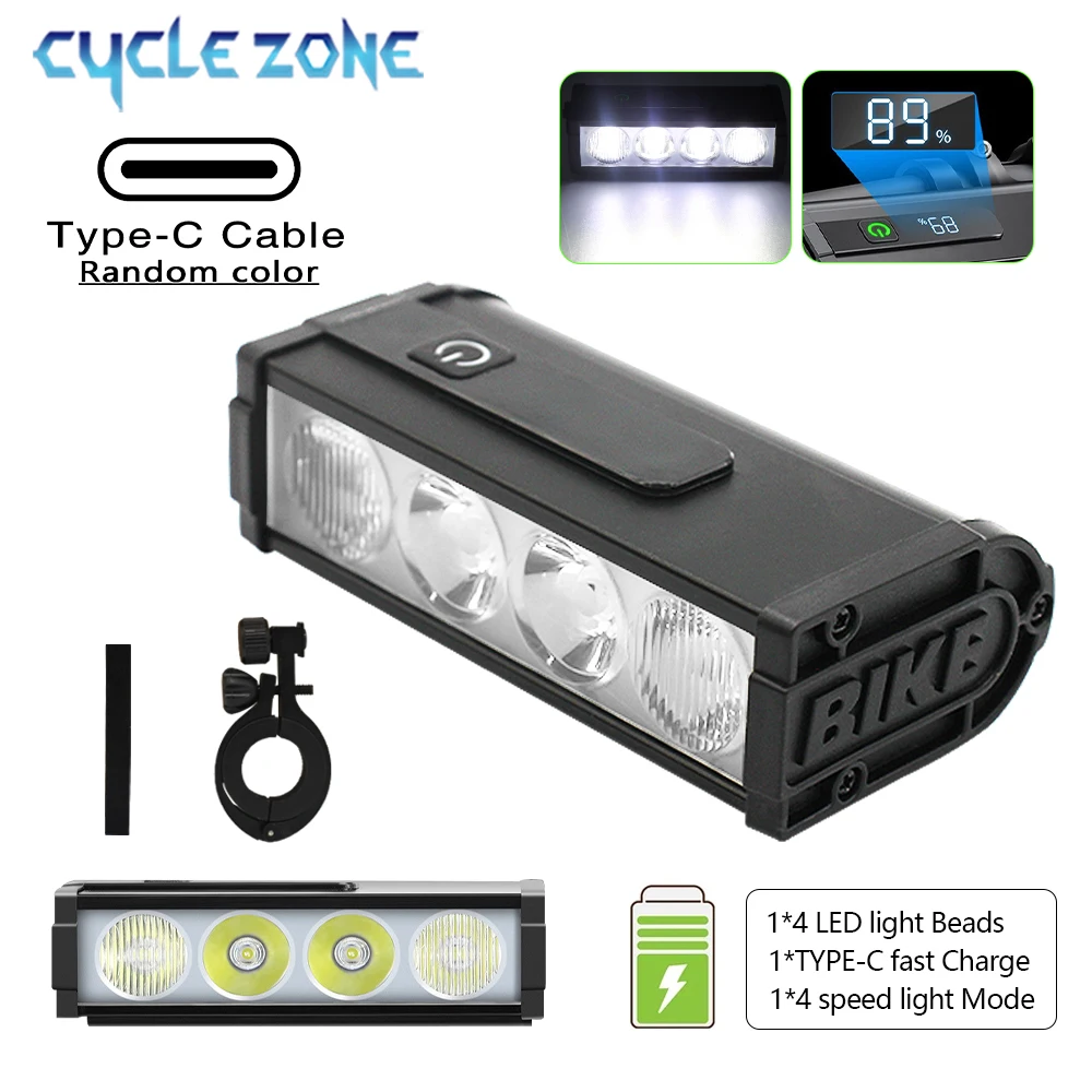 Bicycle Headlight Flashlight Type-C Rechargeable 4 LED Bike Head Lamp Front Light for Night Riding MTB Road Cycling Accessories
Bicycle Headlight Flashlight Type-C Rechargeable 4 LED Bike Head Lamp Front Light for Night Riding MTB Road Cycling Accessories