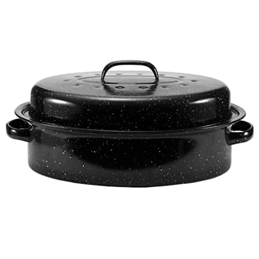 15.7" Enameled Oval Roaster with Domed Lid - For Turkey, Chicken, Ham, Dishwasher Safe
15.7" Enameled Oval Roaster with Domed Lid - For Turkey, Chicken, Ham, Dishwasher Safe