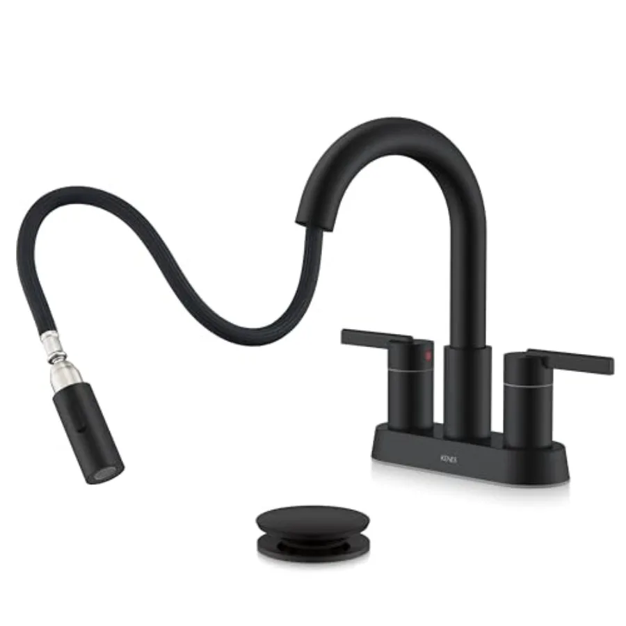 Centerset Bathroom Faucet with Pull Out Sprayer, 4 Inch 2 Handle Pull Down Bathroom Faucet 3 Hole, Bathroom Sink Faucet with Po
Centerset Bathroom Faucet with Pull Out Sprayer, 4 Inch 2 Handle Pull Down Bathroom Faucet 3 Hole, Bathroom Sink Faucet with Po