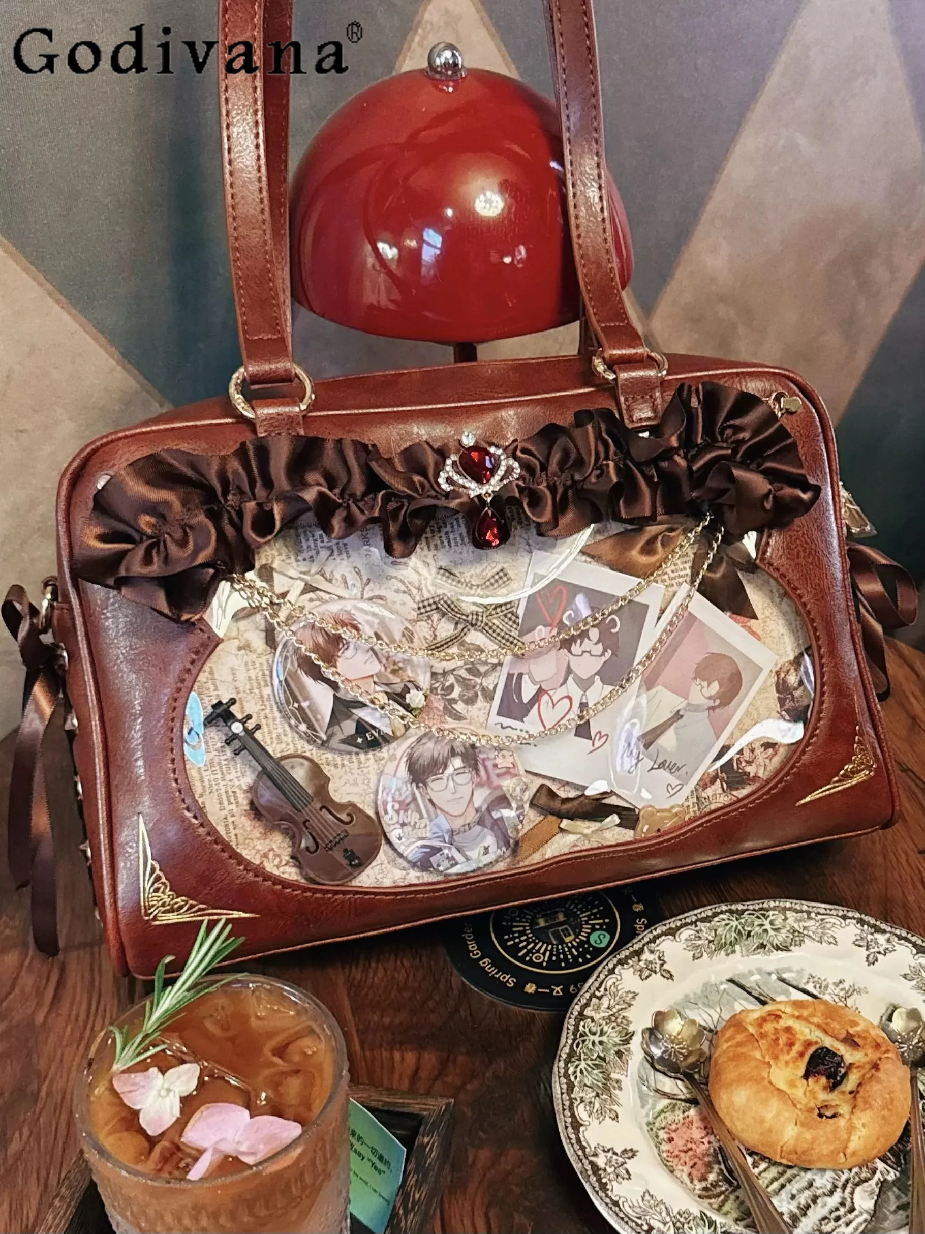 2D Japanese Original Lolita Transparent Pain Bag Lace Brown Retro Commuter Versatile Crossbody Shoulder Bag for Women
2D Japanese Original Lolita Transparent Pain Bag Lace Brown Retro Commuter Versatile Crossbody Shoulder Bag for Women
