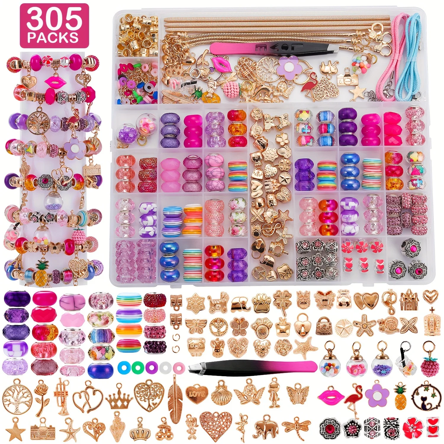 Deluxe Birthday Gifts- 305 Pcs Charm Bracelet Making Kit, Beads for Friendship Bracelets NecklacesCrafts Gifts for Family Party
Deluxe Birthday Gifts- 305 Pcs Charm Bracelet Making Kit, Beads for Friendship Bracelets NecklacesCrafts Gifts for Family Party
