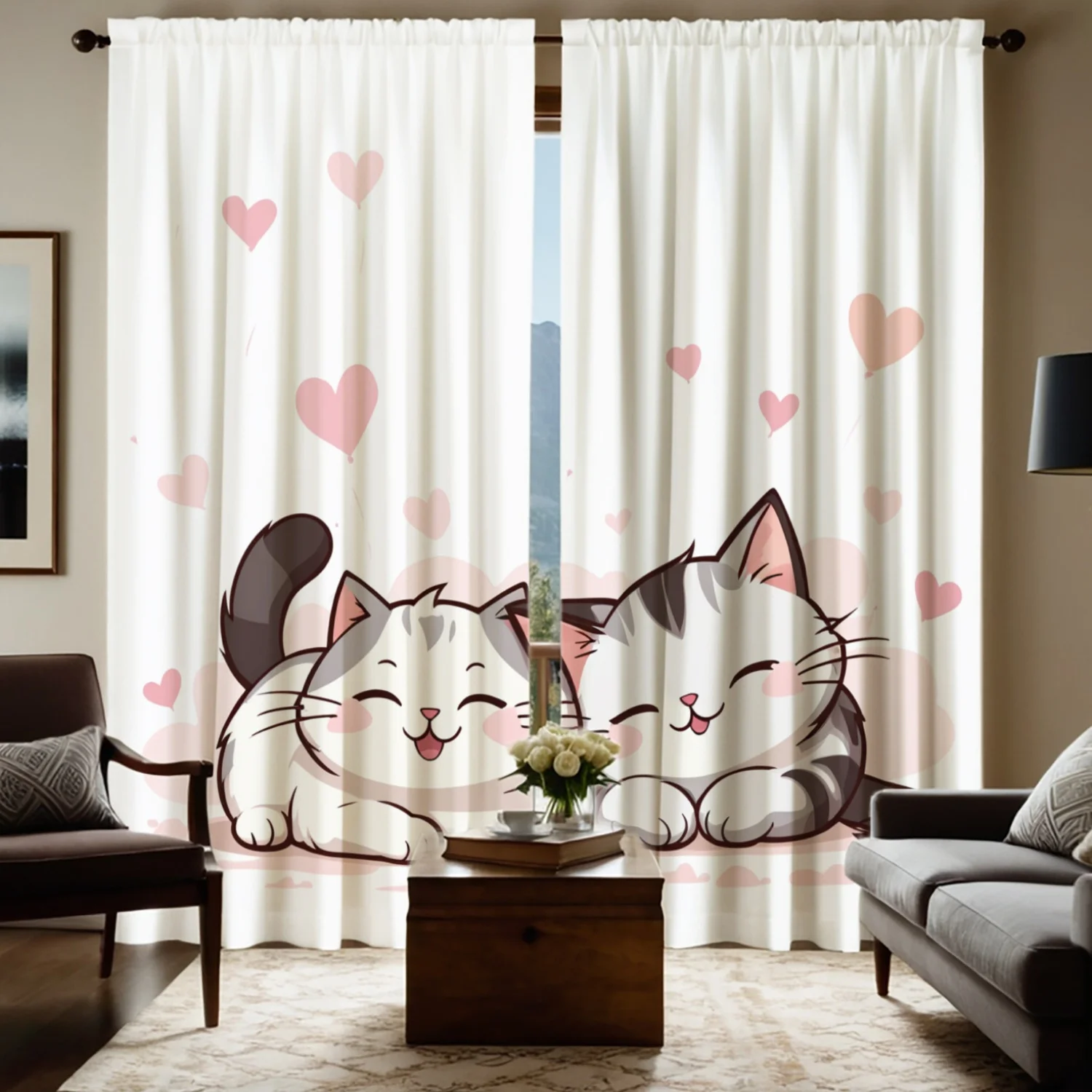 2PC Cute Cat & Pink Hearts Digital Print Curtains – HD Polyester for Living Room, Bedroom, Study – Cozy Home Decor
2PC Cute Cat & Pink Hearts Digital Print Curtains – HD Polyester for Living Room, Bedroom, Study – Cozy Home Decor