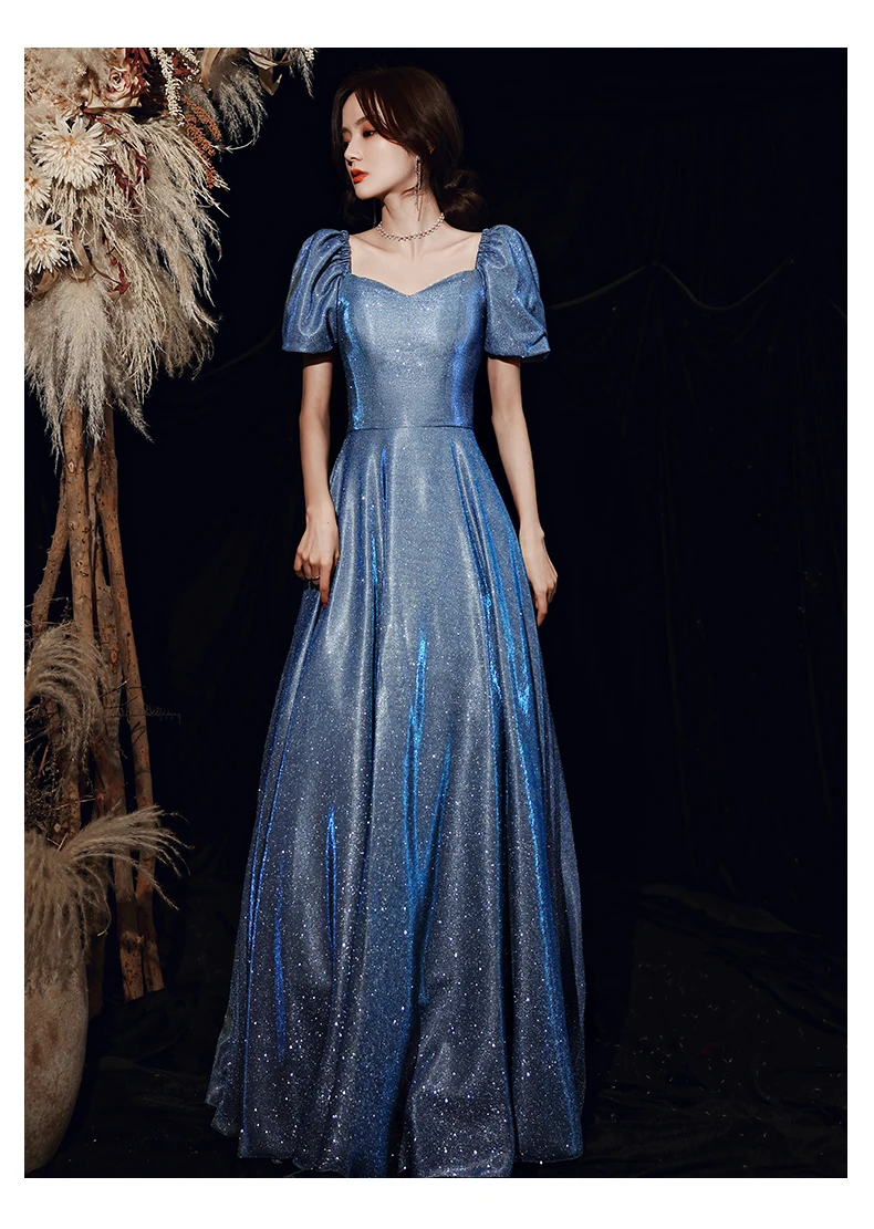 Starry sky evening dress 2024 summer blue one-shoulder host chorus conductor dress female
Starry sky evening dress 2024 summer blue one-shoulder host chorus conductor dress female
