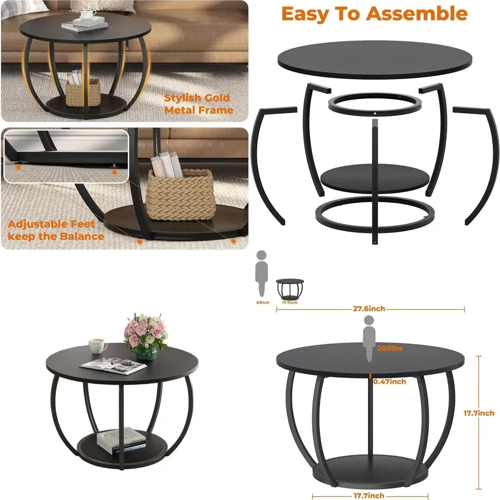 Double-Tier Round Coffee Table, 27.6 Adjustable Height Small Circle Tables, Ideal for Living Rooms, Black
Double-Tier Round Coffee Table, 27.6 Adjustable Height Small Circle Tables, Ideal for Living Rooms, Black