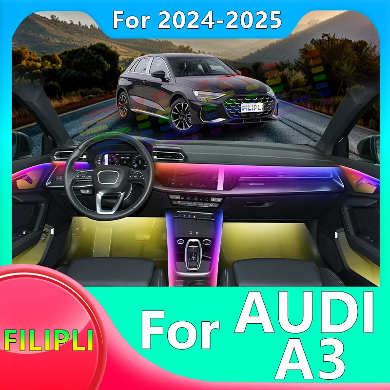 FILIPLI For AUDI A3 For 2024-2025 Cyberpunk Car Ambient Light 64 RGB Voice Control Car Acrylic Mood Lights Strip Easy To Install
FILIPLI For AUDI A3 For 2024-2025 Cyberpunk Car Ambient Light 64 RGB Voice Control Car Acrylic Mood Lights Strip Easy To Install
