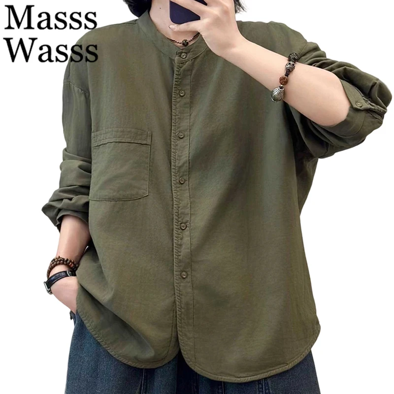 Masss Wasss 2025 Korean Females Autumn Fashion Casual Shirts Solid Cotton Tops Womens Loose Classic Elegant Long Sleeve Blouses
Masss Wasss 2025 Korean Females Autumn Fashion Casual Shirts Solid Cotton Tops Womens Loose Classic Elegant Long Sleeve Blouses