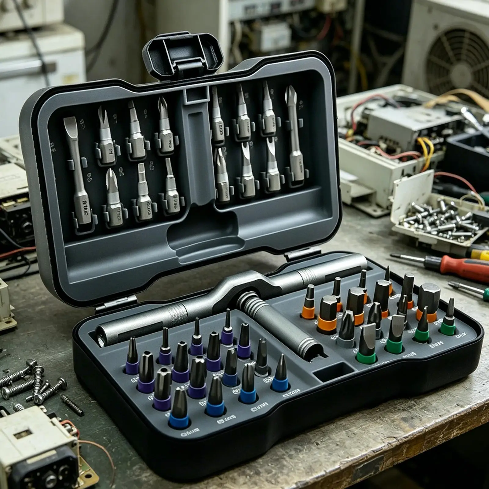 46-in-1 Magnetic Ratchet Screwdriver Set with Bits, Nut Drivers & Storage Case, Multi Repair Tool Kit for Furniture, Computer
46-in-1 Magnetic Ratchet Screwdriver Set with Bits, Nut Drivers & Storage Case, Multi Repair Tool Kit for Furniture, Computer