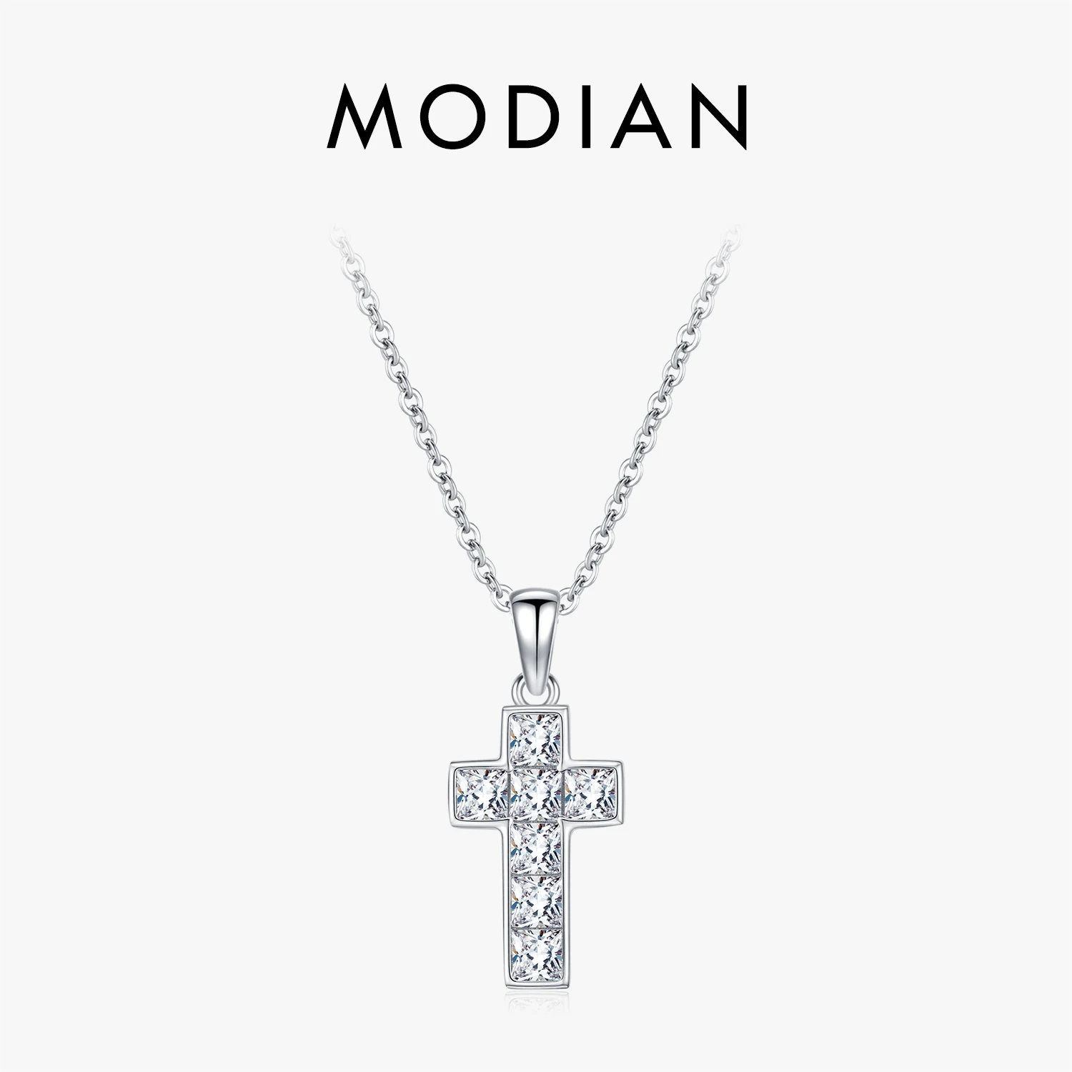 MODIAN 925 Sterling Silver Simple Link Chain Necklace Sparkling CZ Cross Pendant Necklaces For Women Fine Jewelry
MODIAN 925 Sterling Silver Simple Link Chain Necklace Sparkling CZ Cross Pendant Necklaces For Women Fine Jewelry