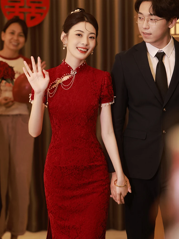 Red Wedding Dr Engagement Ceremony Chinese Sle Lace New Bride ort Sve mid Waist Fit for Wedding Par
Red Wedding Dr Engagement Ceremony Chinese Sle Lace New Bride ort Sve mid Waist Fit for Wedding Par