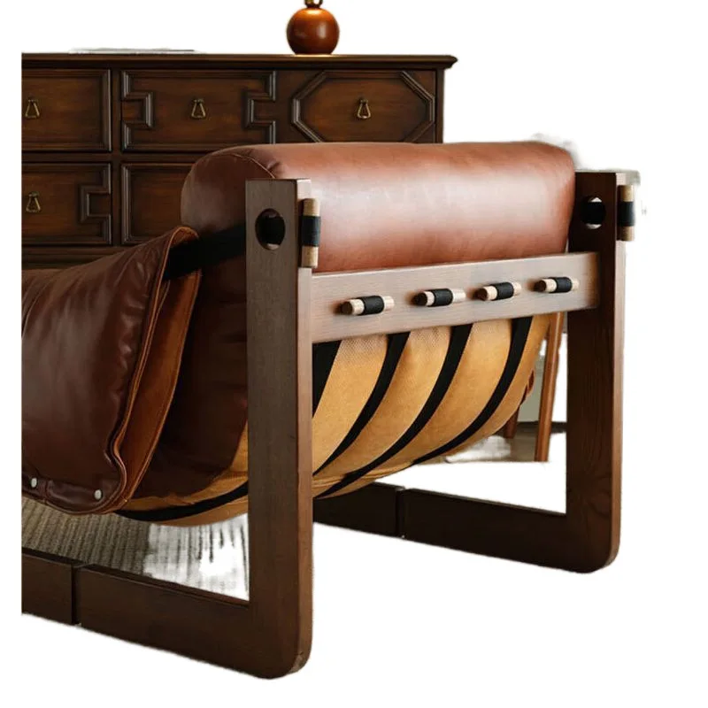 Nordic single sofa chair antique solid wood retro designer home leisure bedroom leather Jersey
Nordic single sofa chair antique solid wood retro designer home leisure bedroom leather Jersey