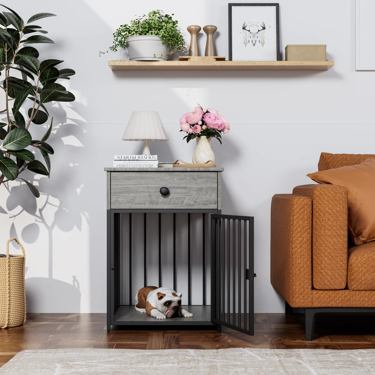 Dog Crate Furniture, Dog House, Decorative Dog Kennel with Drawer, Indoor Pet Crate End Table for Small Dog, Iron-Tube Dog Cage,
Dog Crate Furniture, Dog House, Decorative Dog Kennel with Drawer, Indoor Pet Crate End Table for Small Dog, Iron-Tube Dog Cage,