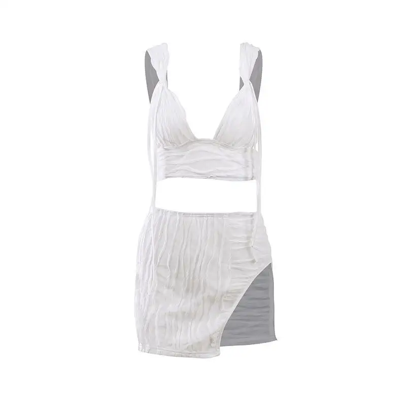 2 Piece Set Women Sexy Outfits Summer Sleeveless Backless Bandage White Crop Top and Irregular Ruched Skirt Night Club Outfits
2 Piece Set Women Sexy Outfits Summer Sleeveless Backless Bandage White Crop Top and Irregular Ruched Skirt Night Club Outfits