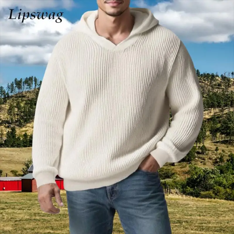 Outdoor Fashion Mens Knit Sweaters Casual Solid Color Long Sleeve Knitted Hooded Sweater Vintage Men's Textured Knitting Hoodies
Outdoor Fashion Mens Knit Sweaters Casual Solid Color Long Sleeve Knitted Hooded Sweater Vintage Men's Textured Knitting Hoodies