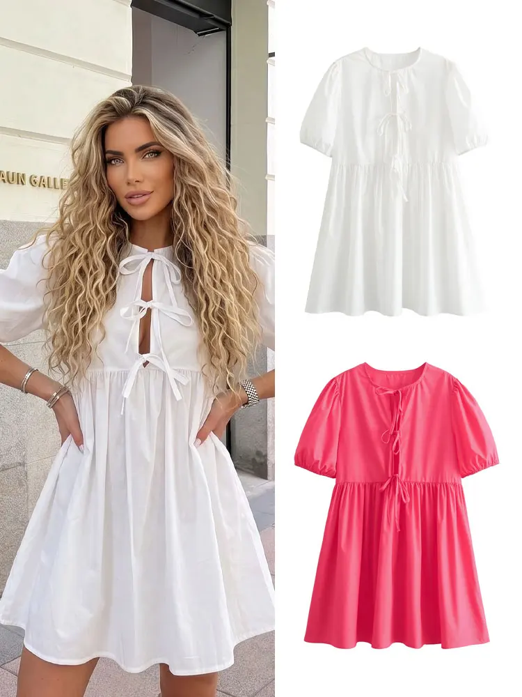 HH Summer Women Short Sleeve Solid Dress Elegant Tie Bow Hollow Dress Woman For Night Date Festival Casual O Neck Dresses
HH Summer Women Short Sleeve Solid Dress Elegant Tie Bow Hollow Dress Woman For Night Date Festival Casual O Neck Dresses
