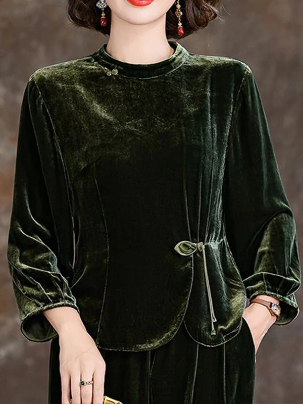 Elegant Long Sleeve Silk Velvet Shirt Chinese Style Women's Top High Quality Buttoned Mom Shirt Spring Autumn Winter New Arrival
Elegant Long Sleeve Silk Velvet Shirt Chinese Style Women's Top High Quality Buttoned Mom Shirt Spring Autumn Winter New Arrival