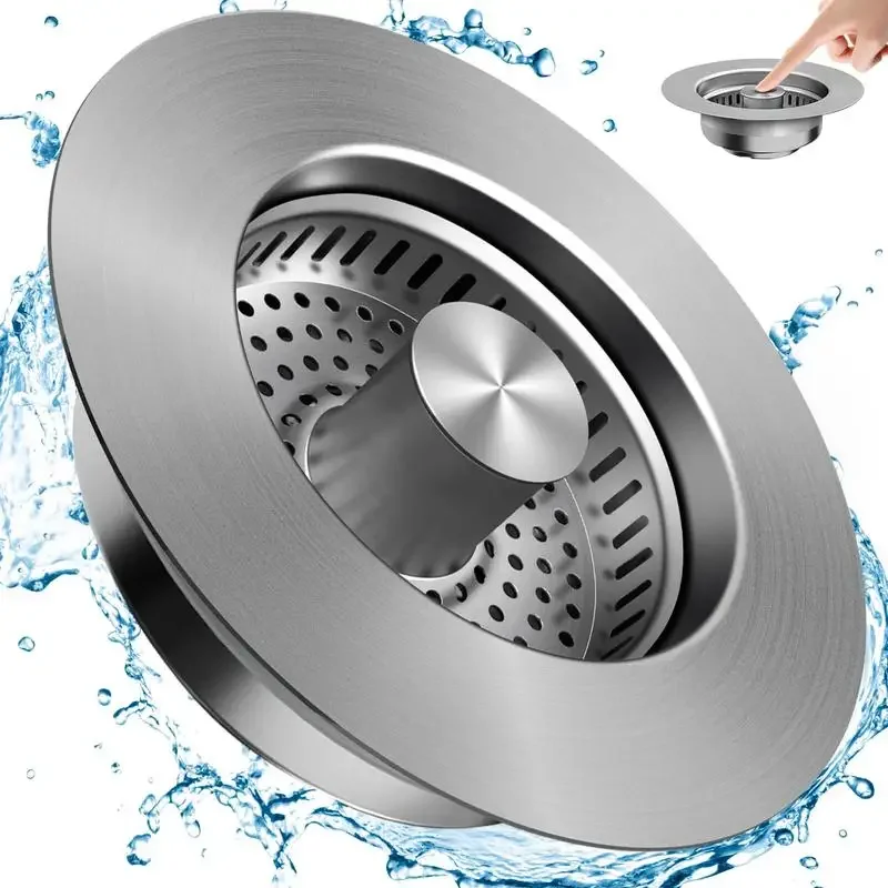3-in-1 Stainless Steel Kitchen Sink Strainer - Pop-Up Stopper with Anti-Clogging Basket and Odor Filter, Easy Clean Drain Strain
3-in-1 Stainless Steel Kitchen Sink Strainer - Pop-Up Stopper with Anti-Clogging Basket and Odor Filter, Easy Clean Drain Strain