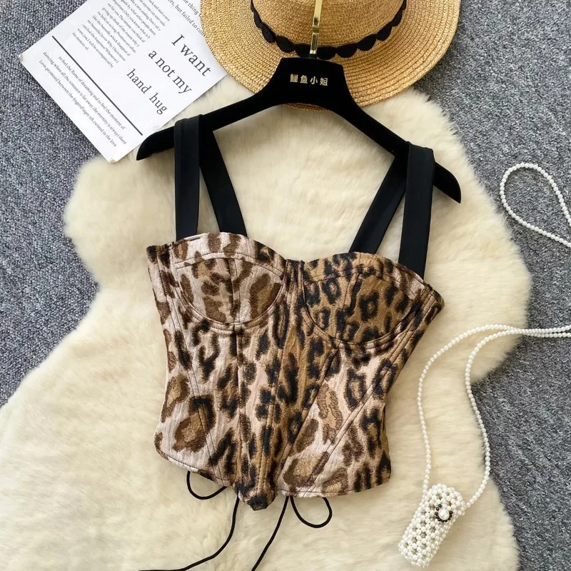 Sexy leopard Corset fishbone Chic Korean Camis Tank Top Basic Fashion Off Shoulder Summer Women Clothing
Sexy leopard Corset fishbone Chic Korean Camis Tank Top Basic Fashion Off Shoulder Summer Women Clothing