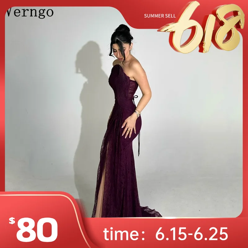Verngo Purple Lace Party Dresses Strapless Prom Dress Black Girl Mermaid Slit Formal Dress فساتين عيد نسائيهcustomized
Verngo Purple Lace Party Dresses Strapless Prom Dress Black Girl Mermaid Slit Formal Dress فساتين عيد نسائيهcustomized