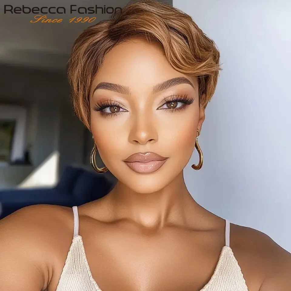 Rebecca Pixie Cut Lace Wig Natural Straight Hair 150% Density 13x1 Lace Brazilian Human Hair Wig with Ombre Brown Side Part
Rebecca Pixie Cut Lace Wig Natural Straight Hair 150% Density 13x1 Lace Brazilian Human Hair Wig with Ombre Brown Side Part