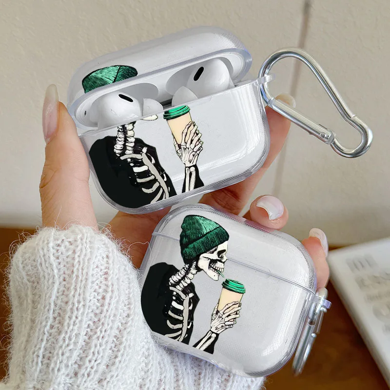 Skull Drink Coffee Pattern Headphone Case for Apple Airpods Pro 3/Pro 2/Pro, Airpods 1/2/3/4 Clear Earphone Cover with Carabiner
Skull Drink Coffee Pattern Headphone Case for Apple Airpods Pro 3/Pro 2/Pro, Airpods 1/2/3/4 Clear Earphone Cover with Carabiner