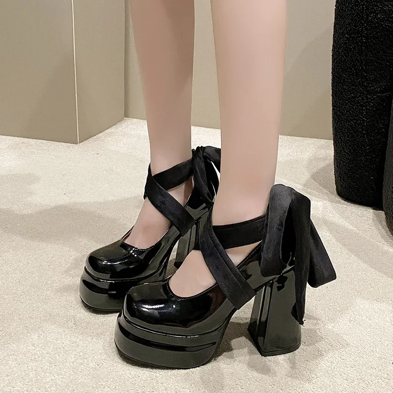 12.5CM Platform Women Mary Jane Shoes Ladies New Fashion Cross-tied Thick High Heel Footwear Women's Elegant Dress Pumps Shoes
12.5CM Platform Women Mary Jane Shoes Ladies New Fashion Cross-tied Thick High Heel Footwear Women's Elegant Dress Pumps Shoes