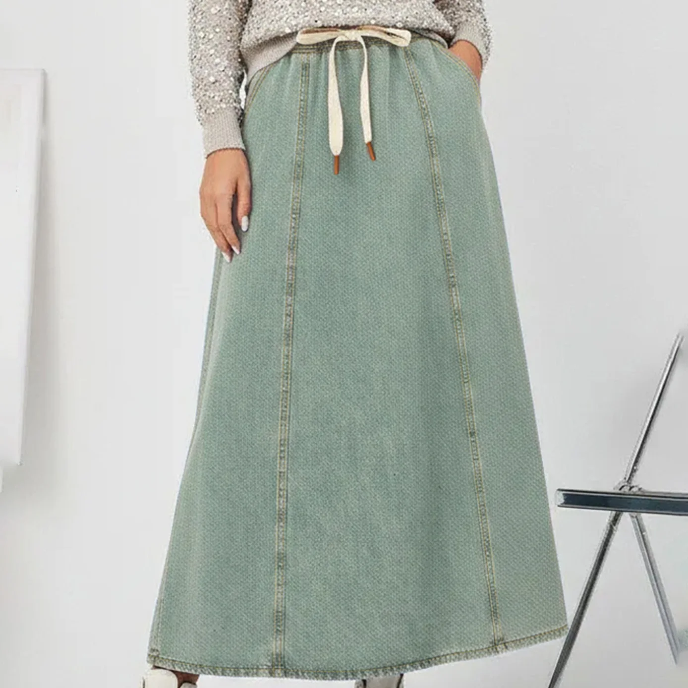 Women's Denim Long Skirts Elastic Waist Loose Solid Color High Waist Big Skirt Denim Skirt Women Casual Dress Streetwear
Women's Denim Long Skirts Elastic Waist Loose Solid Color High Waist Big Skirt Denim Skirt Women Casual Dress Streetwear
