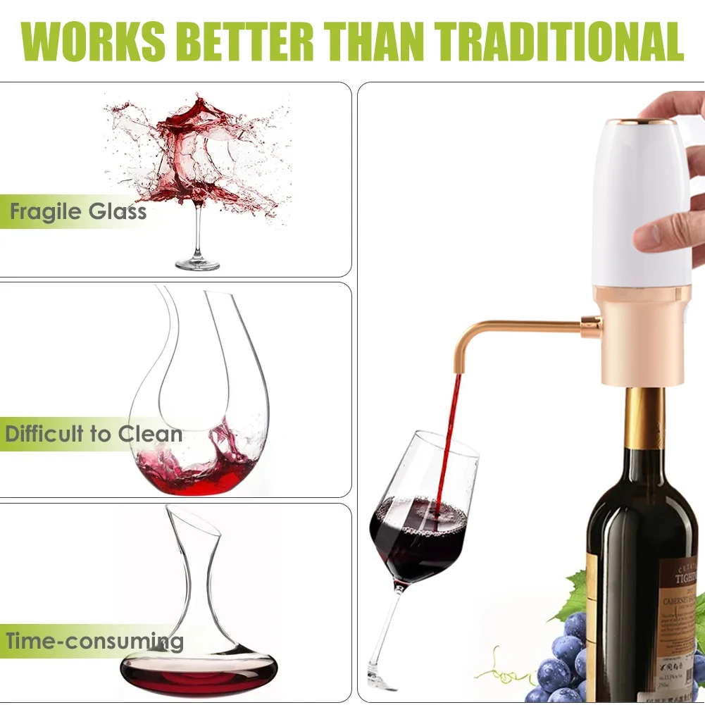 Electric Wine Aerator Wine Decanter USB Rechargeable Automatic Red Wine Aerator Pump Dispenser for Red and White Wine Aeration
Electric Wine Aerator Wine Decanter USB Rechargeable Automatic Red Wine Aerator Pump Dispenser for Red and White Wine Aeration