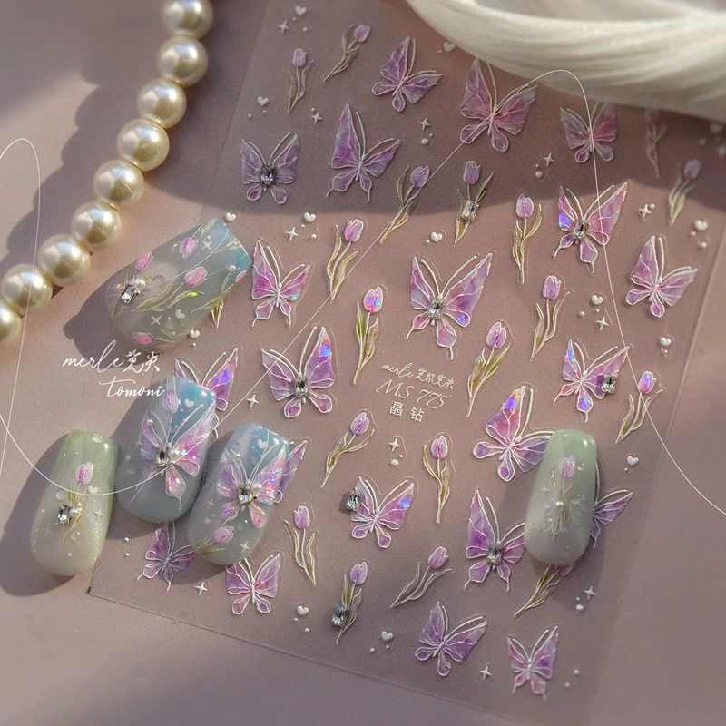 Crystal Butterfly Tulip Flower Garden Blue Purple Floral Charming 5D Nail Art Stickers Delicate Relief Adhesive Manicure Decals
Crystal Butterfly Tulip Flower Garden Blue Purple Floral Charming 5D Nail Art Stickers Delicate Relief Adhesive Manicure Decals