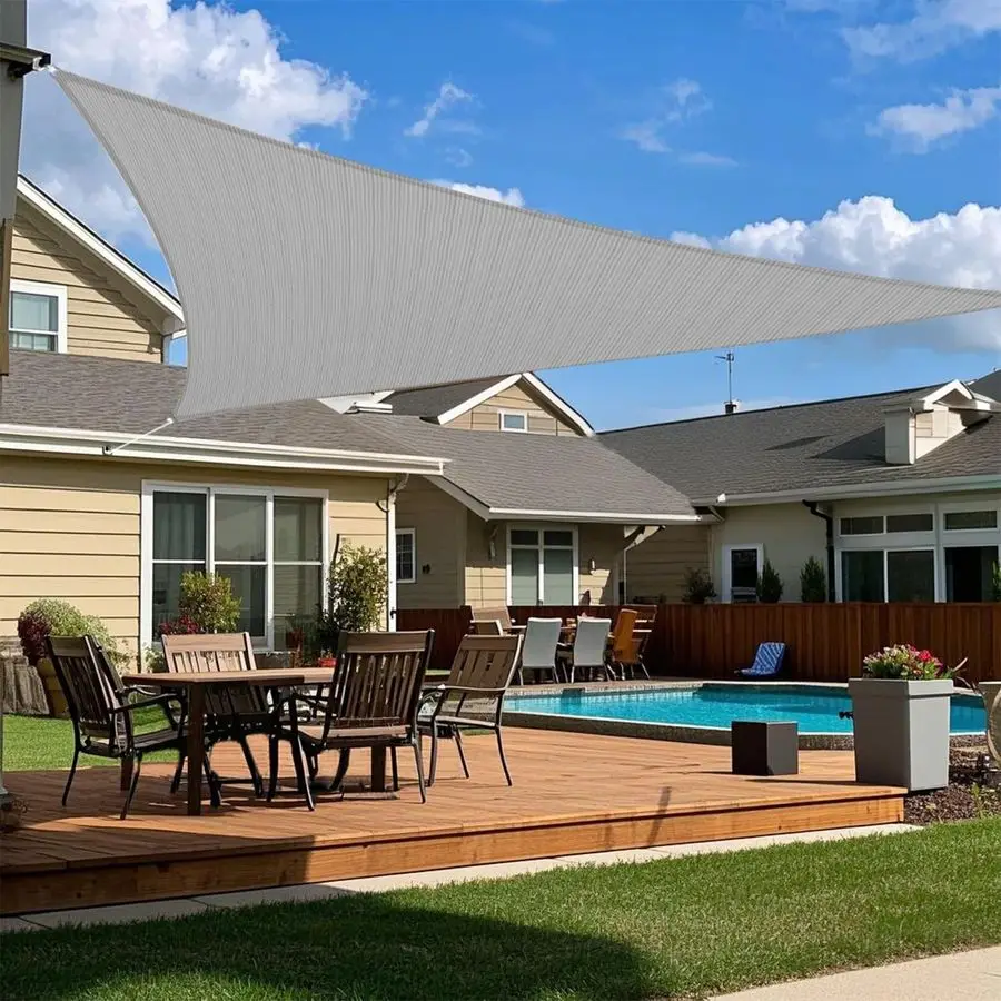 Ткань навеса от солнца с треугольниками 18 x 18 x 18 солнцезащитных навесов для открытого патио, беседки, сада, двора, бассейна, светло-серого цвета
Ткань навеса от солнца с треугольниками 18 x 18 x 18 солнцезащитных навесов для открытого патио, беседки, сада, двора, бассейна, светло-серого цвета