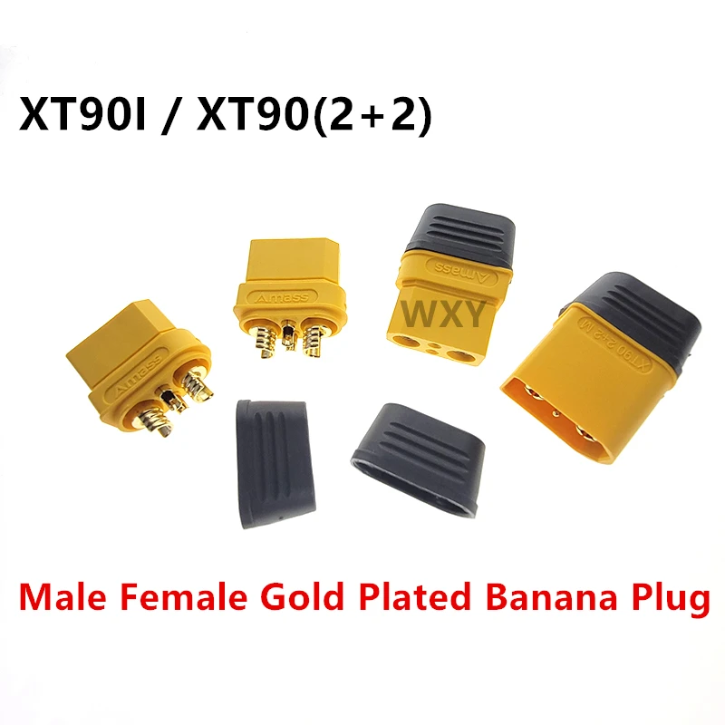 XT90I Dual signal pin aircraft model connector XT90 (2+2) Lithium Battery Socket Connector Male Female Gold Plated Banana Plug
XT90I Dual signal pin aircraft model connector XT90 (2+2) Lithium Battery Socket Connector Male Female Gold Plated Banana Plug
