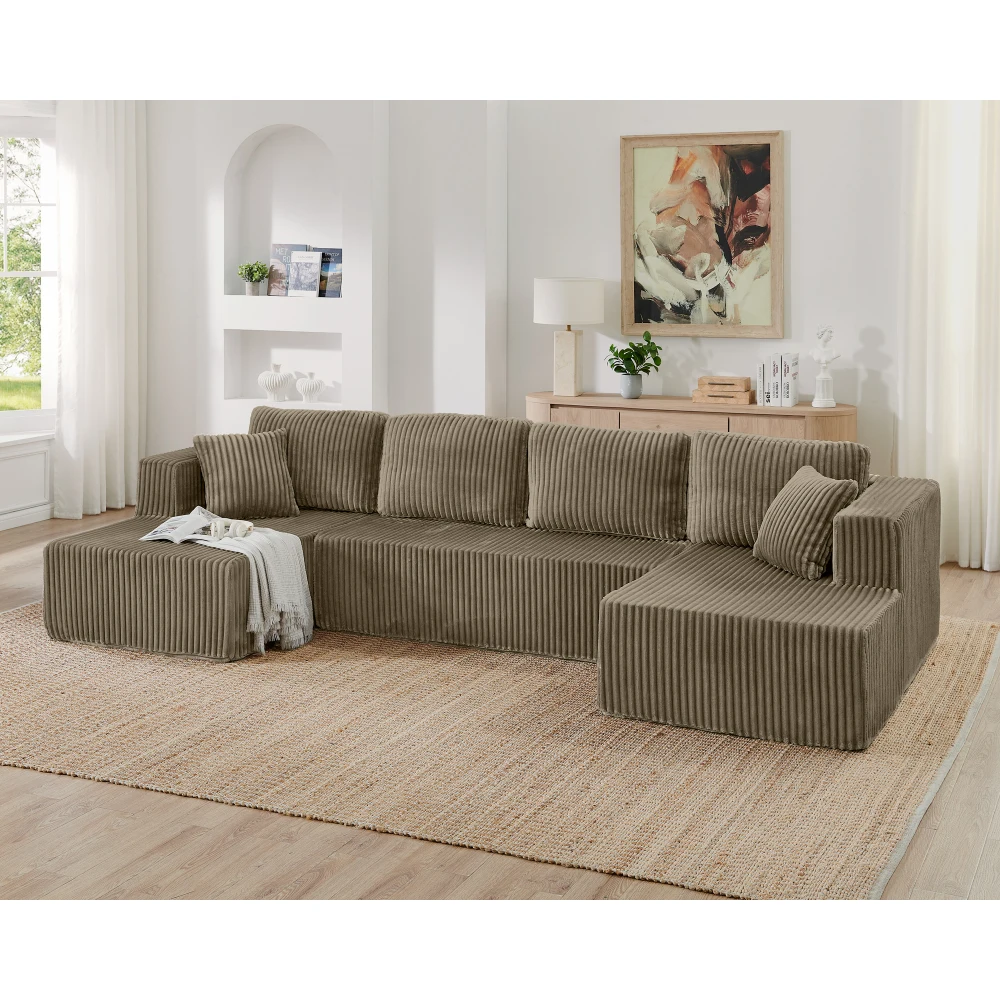 U Shape Modular Corduroy Sofa Modern Minimalist Compressed Space-Efficient Brown Couch
U Shape Modular Corduroy Sofa Modern Minimalist Compressed Space-Efficient Brown Couch