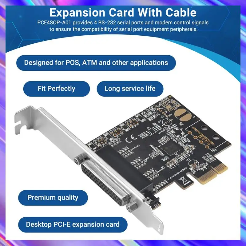A98Z PCI-E Serial Port Card Pcie To 4 Serial Port RS232 9-Pin Industrial Control 4-Port Expansion Card AX99100 With Cable
A98Z PCI-E Serial Port Card Pcie To 4 Serial Port RS232 9-Pin Industrial Control 4-Port Expansion Card AX99100 With Cable